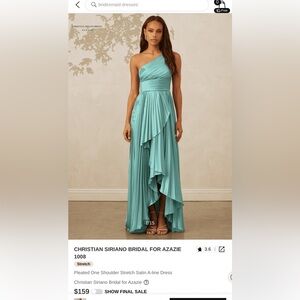 Elegant aqua Pleated Gown